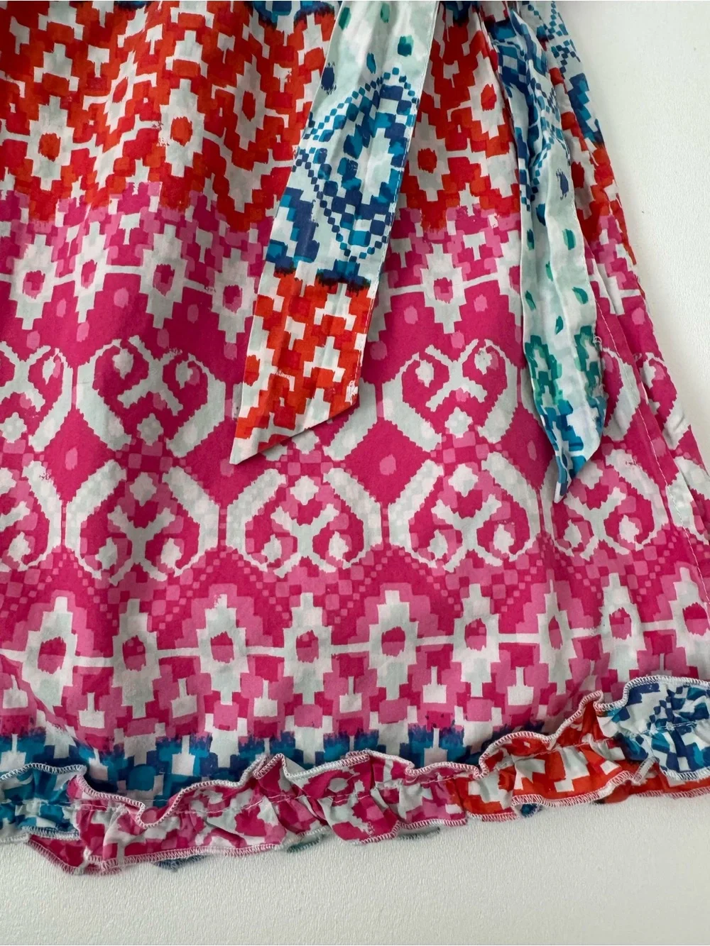 Gap Kids Wrap Dress Ikat Geometric Ethnic Boho Summer Colorful Size S
